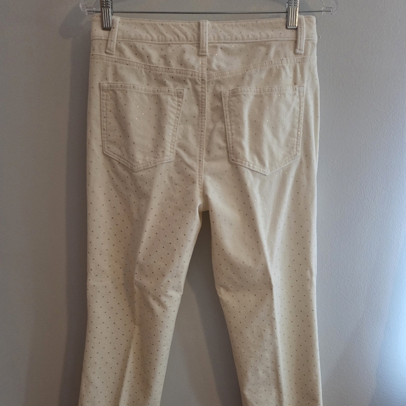 Talbots Ivory Velveteen Pants with Gold Dots - Picture 2 of 3
